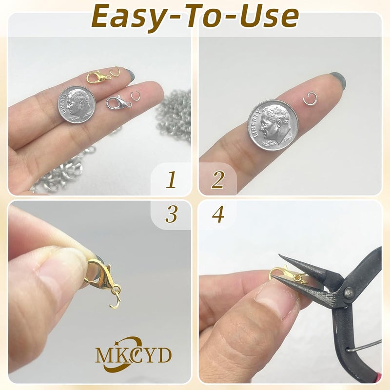 MKCYD 700Pcs Lobster Claw Clasps and Open Jump Rings Set, 14K Gold and Silver Necklace Clasps and Closures Lobster Parrot Trigger Clasp for Jewelry Making - Image 4